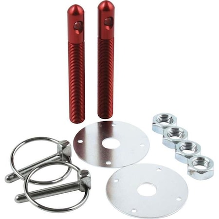 Allstar Performance Allstar Performance ALL18501 0.5 in. Dia. Aluminum Hood Pin Kit; Red ALL18501